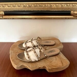 Valentino Rockstud Champagne Sandals